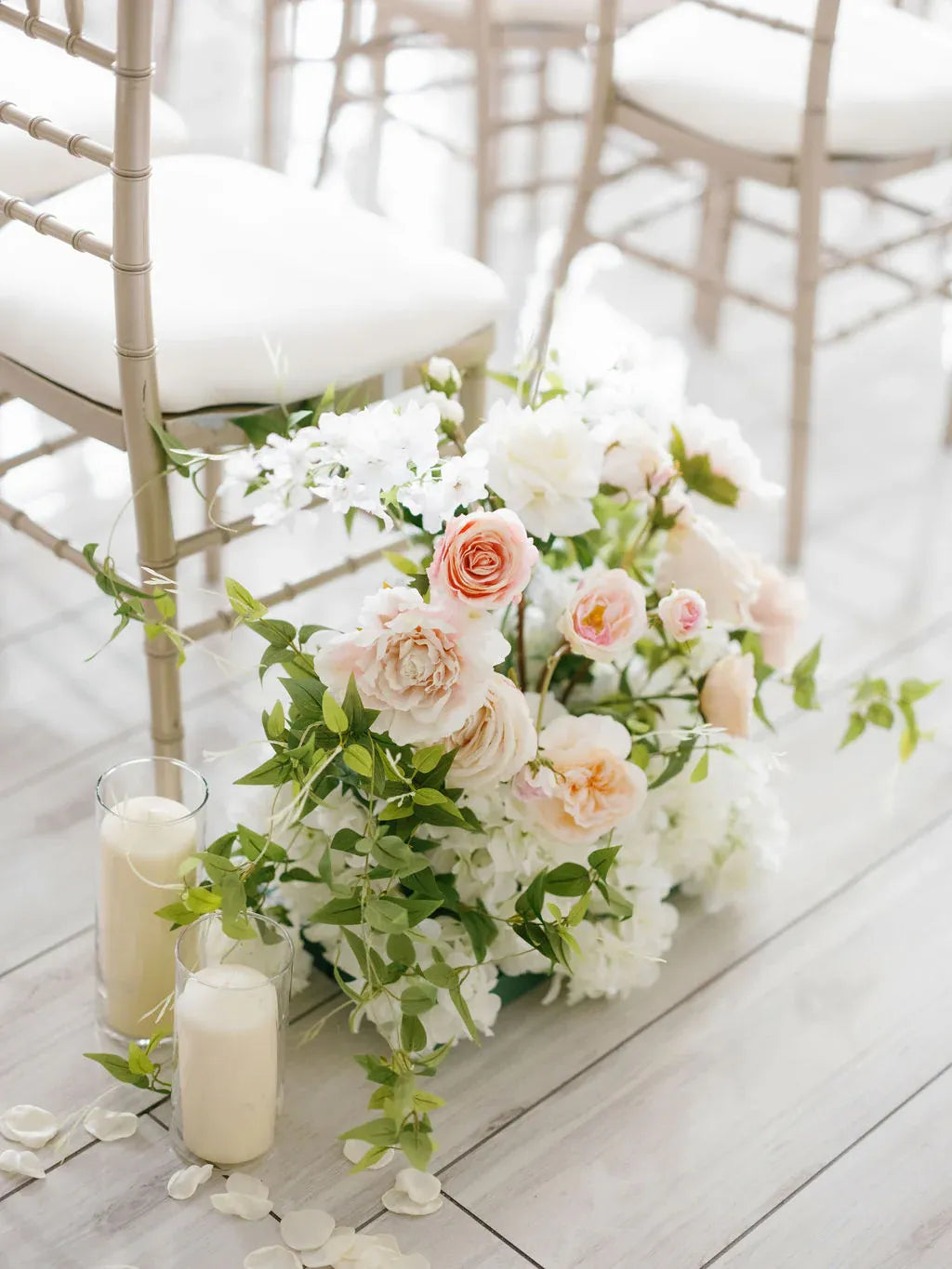 Pearl Blush Aisle Flowers