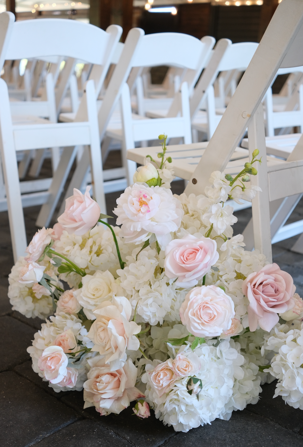 Pearl Blush Aisle Flowers